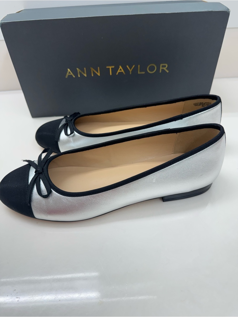 Ann Taylor cap toe metallic ballet